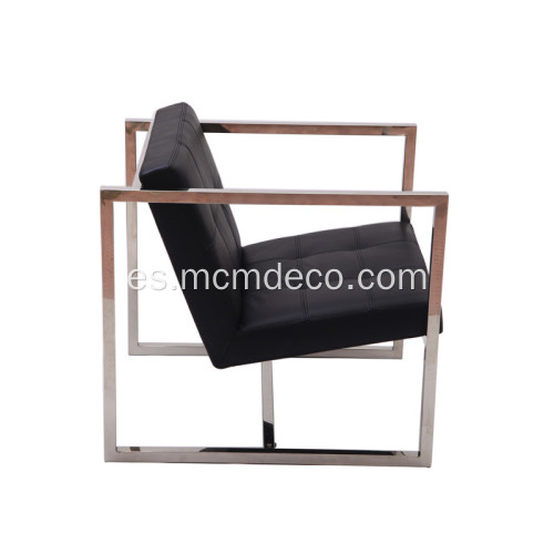 Sillón de salón de acero inoxidable pulido con ángulo